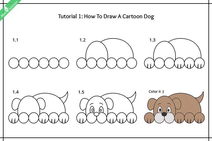 How to draw a dog for kids, cartoon dog How to draw a dog for kids, cartoon dog